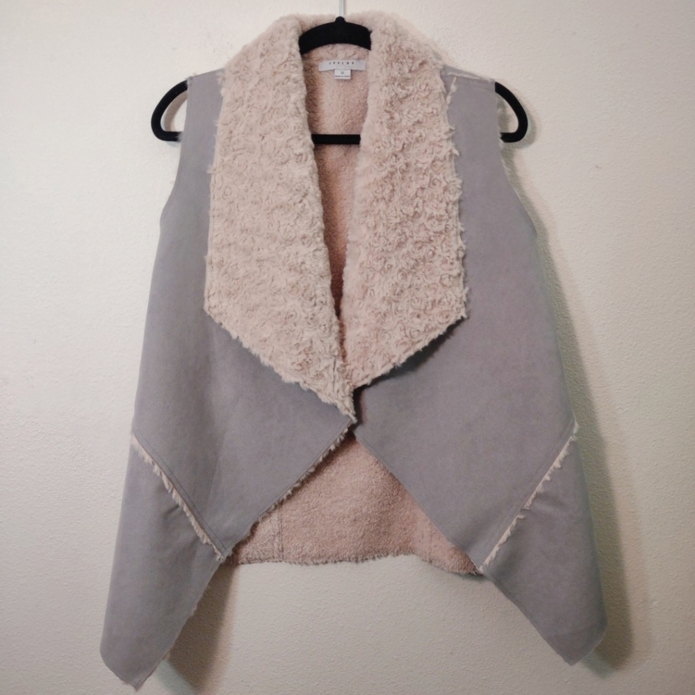 Favlux Gray Faux Suede Sherling Vest S